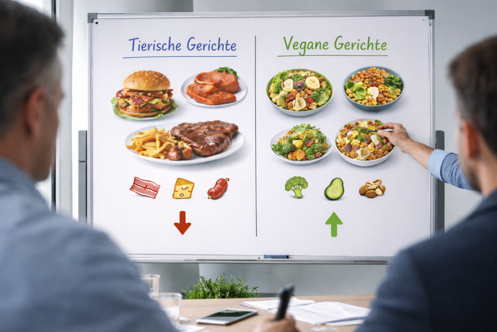 aufstellung tierische und vegane gerichte